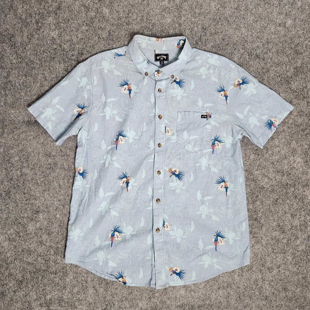 Billabong Shirt Men M Multicolor Floral Print Short Sleeve Beach Vacation Summer